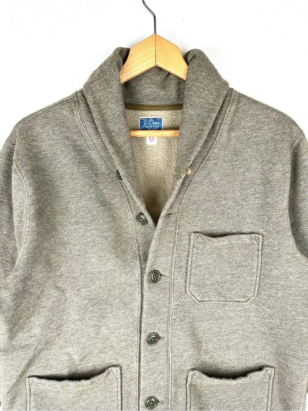 J Crew‎ Vintage Fleece Shawl Collar Cardigan Jacket Preppy Business Casual
